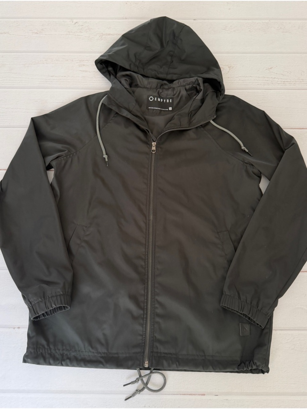 Empyre Hooded Windbreaker Jacket Size S Olive Charcoal Skate Streetwear EUC